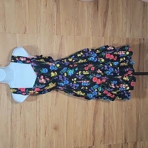 All that Jazz Floral Midi Dress polks Dots  tiered Ruffled 11/12 Juniors